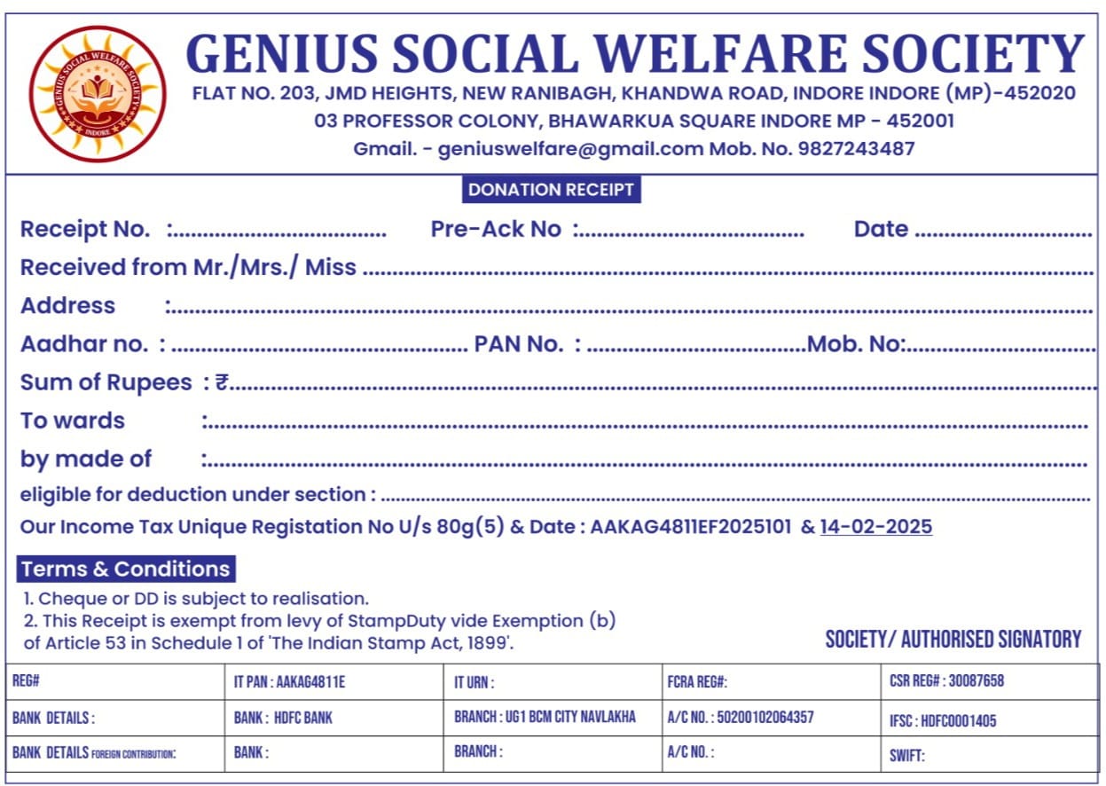 Sample donation receipt